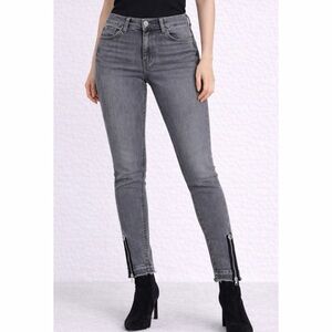 ZARA • Z1975 Grey Denim Eyelet Ankle-Zip Skinny Jeans, 4